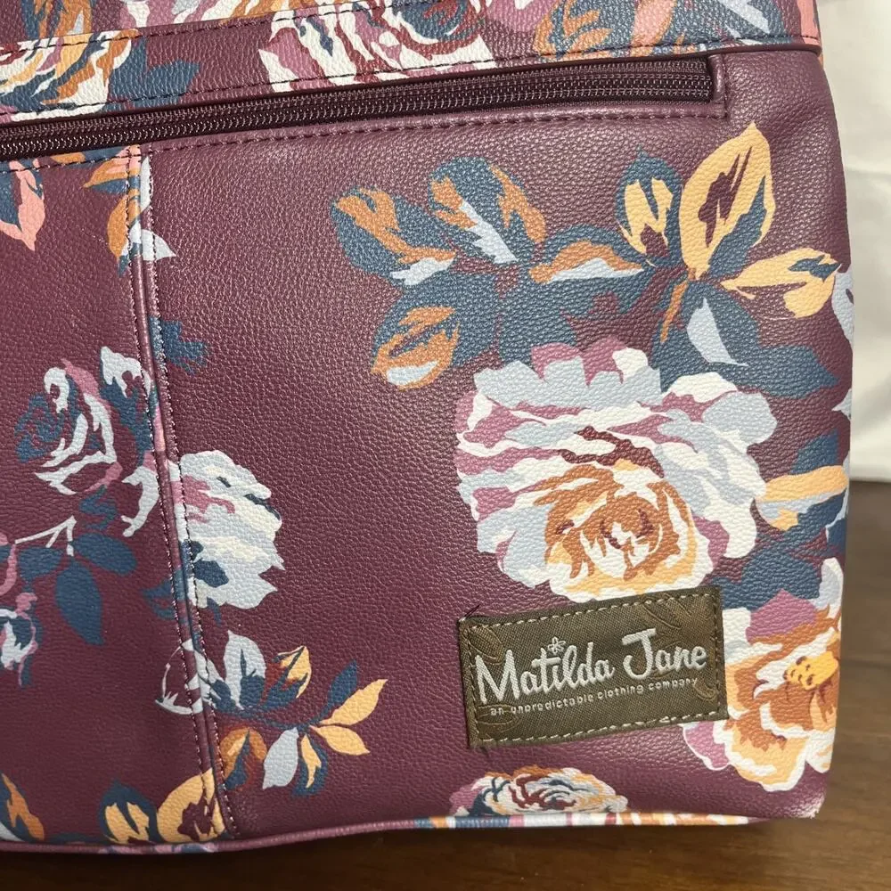 Matilda Jane Plum Perfect Floral Backpack Purse Bag 13